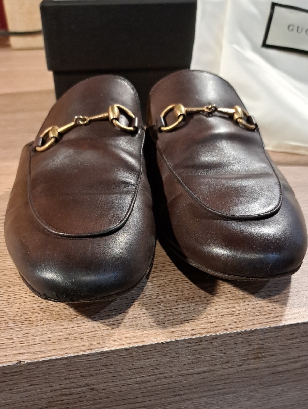 Gucci Brown Leather Pricetown Mules 38.5 US 8.5 With Box And Shoebags. - Picture 5 of 11